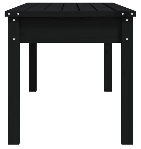 Fekete tömör fenyőfa kerti pad 109x44x45 cm