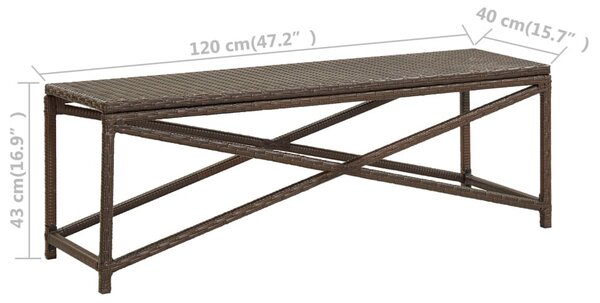 Barna polyrattan kerti pad 120 cm