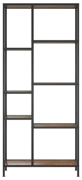 Modern Ipari Könyvespolc - Fa és Acél - 80x30x180 cm