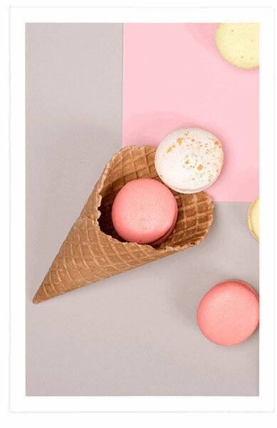 Poszter macaroons egy tölcsérben