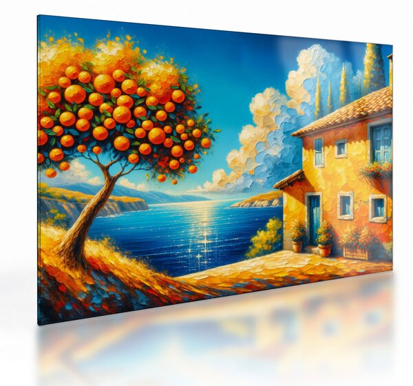 Üveg kép - Ház narancsokkal II. (70x50 cm)
