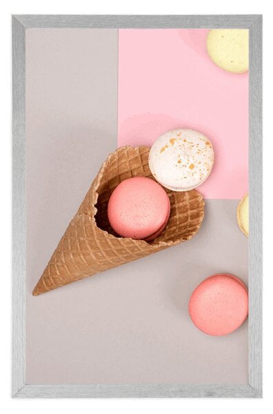 Poszter macaroons egy tölcsérben