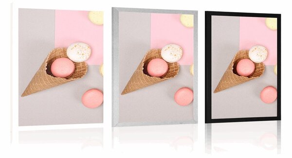 Poszter macaroons egy tölcsérben