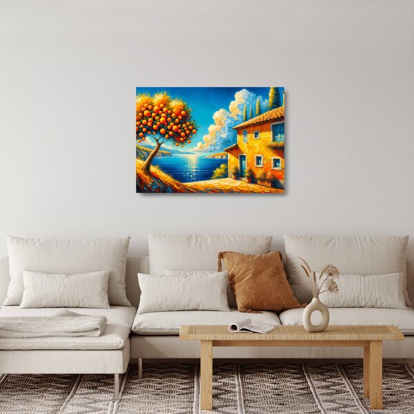 Üveg kép - Ház narancsokkal II. (70x50 cm)