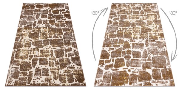 Modern MEFE szőnyeg 6184 útburkoló tégla - Structural két szintű gyapjú sötét bézs