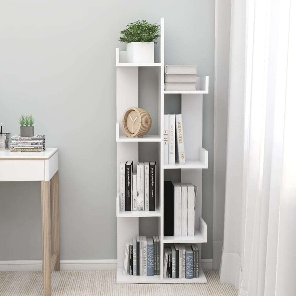 Modern Fehér Könyvespolc - 8 Rekeszes - 140 cm