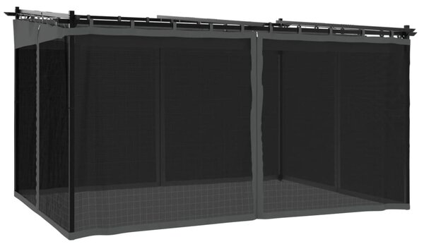 Antracitszürke acél pavilon hálós oldalakkal 4 x 3 m