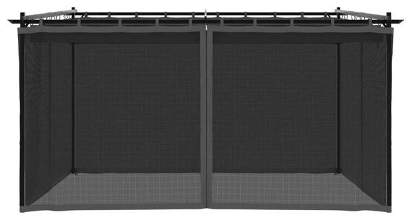 Antracitszürke acél pavilon hálós oldalakkal 4 x 3 m