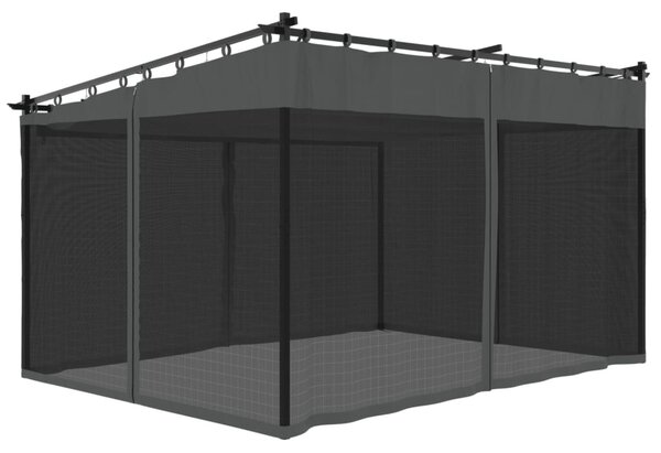 Antracitszürke acél pavilon hálós oldalakkal 4 x 3 m