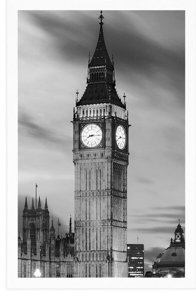 A londoni Big Ben plakátja fekete-fehérben