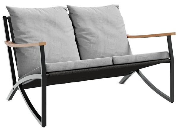 Fekete acél kerti pad párnákkal 120 cm