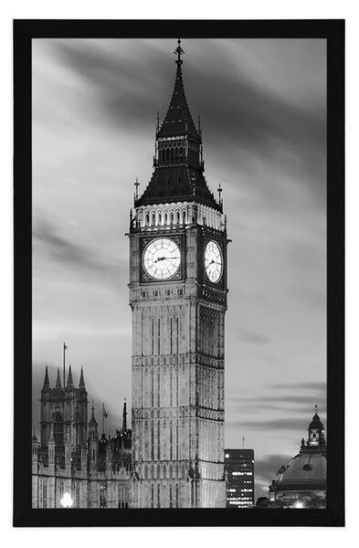 A londoni Big Ben plakátja fekete-fehérben