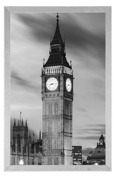 A londoni Big Ben plakátja fekete-fehérben