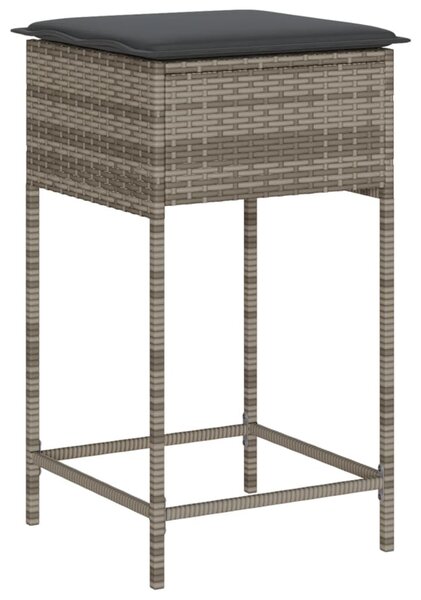 5 részes szürke polyrattan kerti bárszett párnákkal