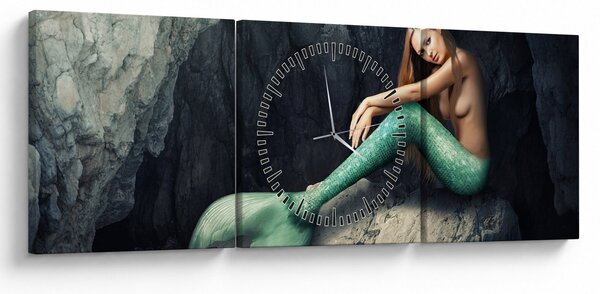 Kép - Hableány a sziklán (órával) (90x30 cm)