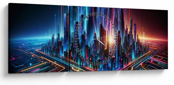 Kép - A jövő városa (órával) (90x30 cm)