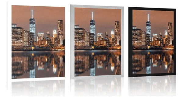 Poszter tükröző Manhattan a vízben