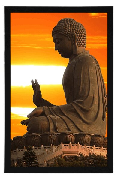 Poszter pazsportuval Buddha szobor naplementénél