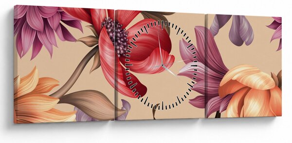 Kép - Vintage virágok (órával) (90x30 cm)