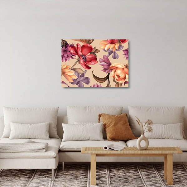 Üveg kép - Vintage virágok (70x50 cm)