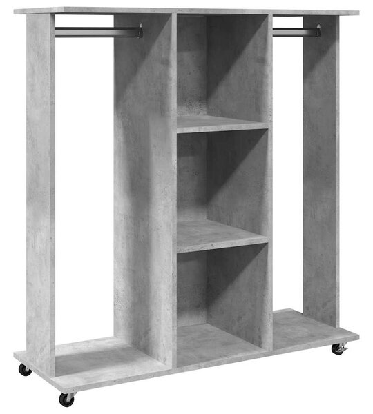 Betonszürke szerelt fa ruhásszekrény kerékkel 102 x 38 x 110 cm