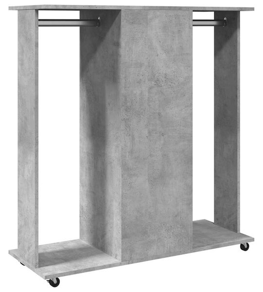 Betonszürke szerelt fa ruhásszekrény kerékkel 102 x 38 x 110 cm