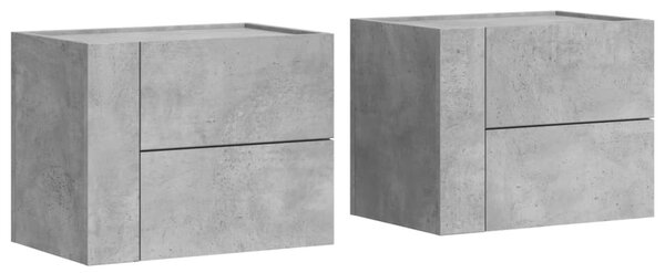 2 db betonszürke falra szerelhető éjjeliszekrény 45x30x35 cm