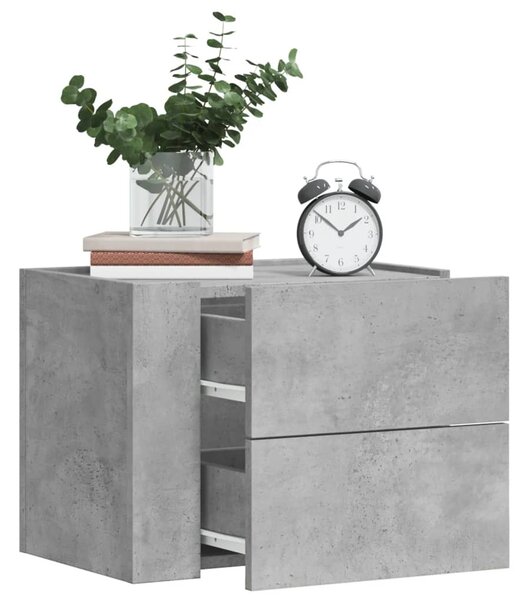 Betonszürke falra szerelhető éjjeliszekrény 45 x 30 x 35 cm