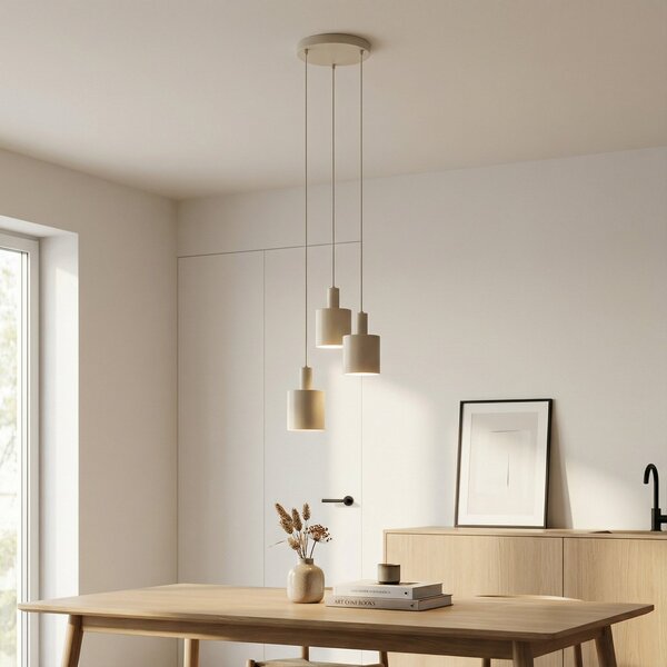 Függőlámpa Lindby, Ovelia, dimmable, Bézs, Étkező, Fém, Modern