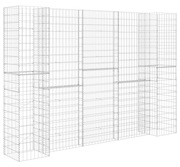 H alakú acéldrót virágtartó gabion 260 x 40 x 180 cm