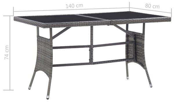 Szürke polyrattan kerti asztal 140 x 80 x 74 cm