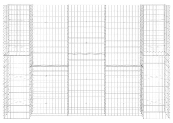 H alakú acéldrót virágtartó gabion 260 x 40 x 180 cm