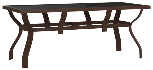 VidaXL barna és fekete acél és üveg kerti asztal 180 x 80 x 70 cm