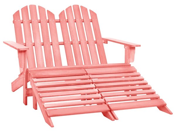 VidaXL kétszemélyes rózsaszín fenyőfa kerti adirondack szék és zsámoly