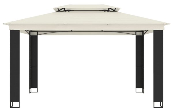 Krémszínű acél dupla tetős pavilon 3,94 x 2,96 m