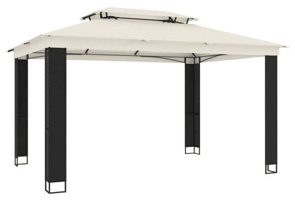 Krémszínű acél dupla tetős pavilon 3,94 x 2,96 m