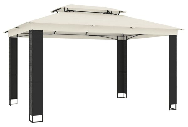Krémszínű acél dupla tetős pavilon 3,94 x 2,96 m