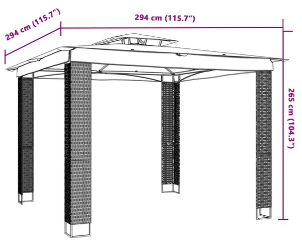 Krémszínű acél dupla tetős pavilon 2,94 x 2,94 m