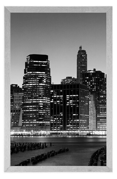 Poszter éjjei New York fekete fehérben