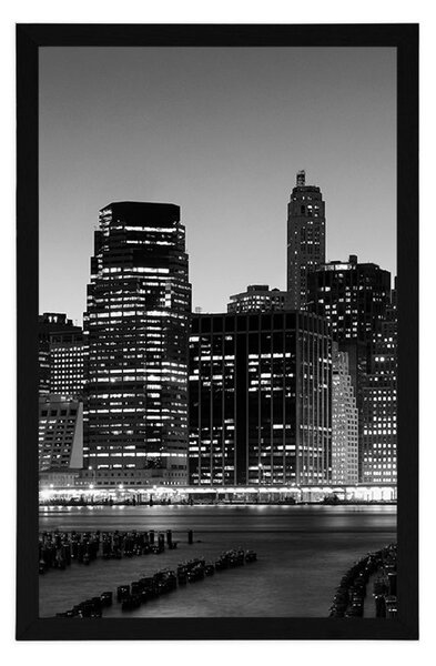 Poszter éjjei New York fekete fehérben