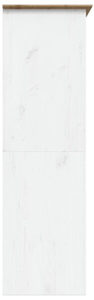 BODO fehér és barna tömör fenyőfa ruhásszekrény 146x53,5x173 cm