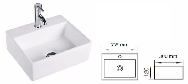 Gamma ARCO Pultra Szerelhető Mosdókagyló - 335x300x120 mm, Fehér