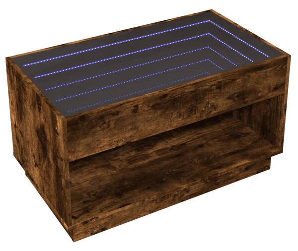 Füstös tölgy végtelen hatású LED-es dohányzóasztal 90x50x50 cm