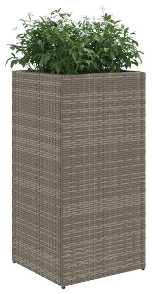 Szürke polyrattan kerti ültetőláda 40x40x80 cm