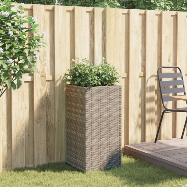 Szürke polyrattan kerti ültetőláda 40x40x80 cm