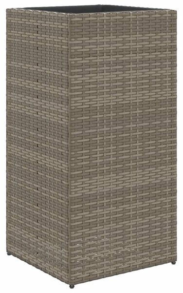 Szürke polyrattan kerti ültetőláda 40x40x80 cm