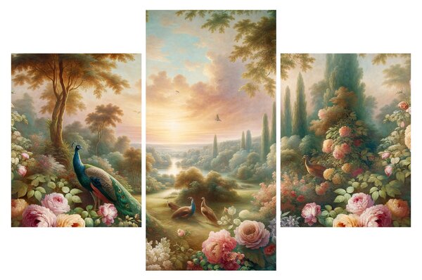 Kép - Pávák a kertben (90x60 cm)