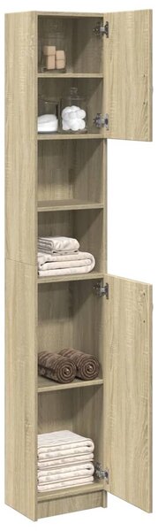 Sonoma tölgy színű szerelt fa fürdőszobaszekrény 32x25,5x190 cm