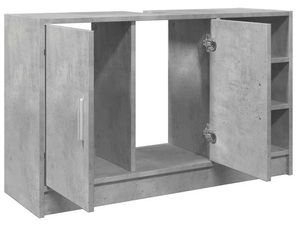 Betonszürke szerelt fa mosdószekrény 90 x 29 x 55 cm