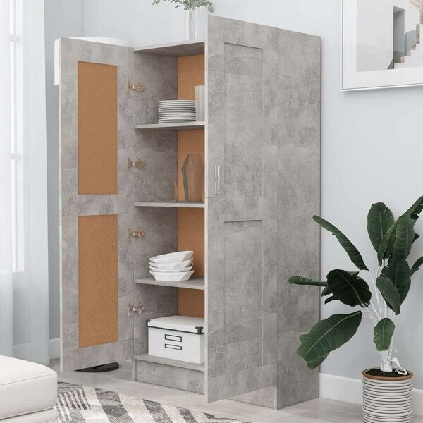 Betonszürke forgácslap könyvszekrény 82,5 x 30,5 x 150 cm